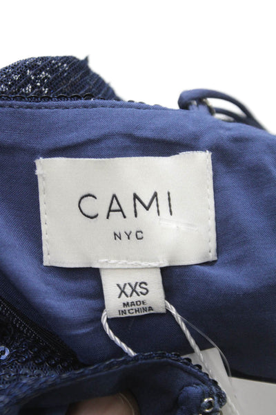 Cami NYC Womens Camisole Square Neck Sleeveless Blue Polyester Zip Size 2XS