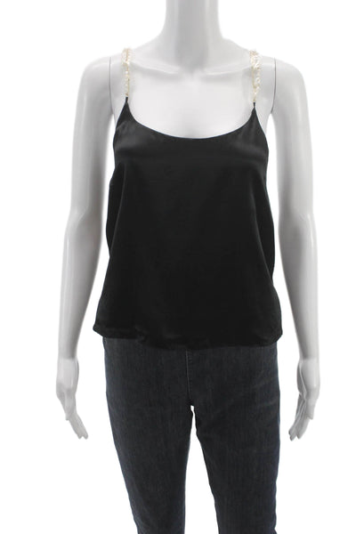 Cami NYC Womens Silk Scoop Neck Tank Black Sleeveless Petite Size S