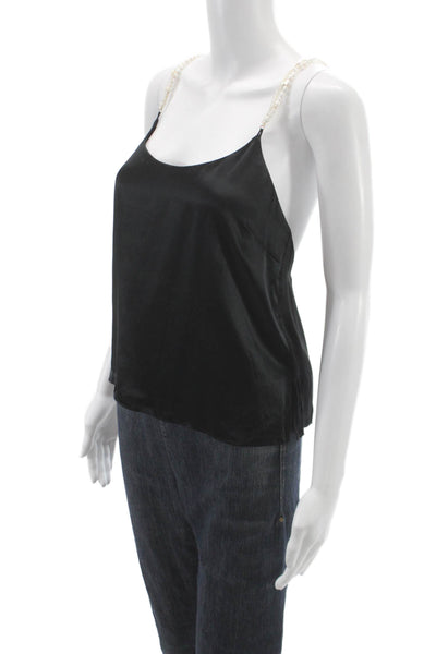 Cami NYC Womens Silk Scoop Neck Tank Black Sleeveless Petite Size S
