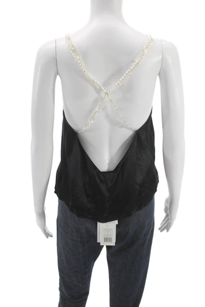 Cami NYC Womens Silk Scoop Neck Tank Black Sleeveless Petite Size S