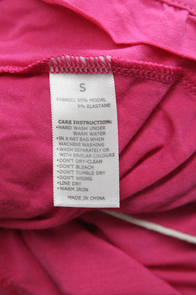 Stripe & Stare Womens Collar Ruffle Short Sleeve Pajama Set Pink Size S