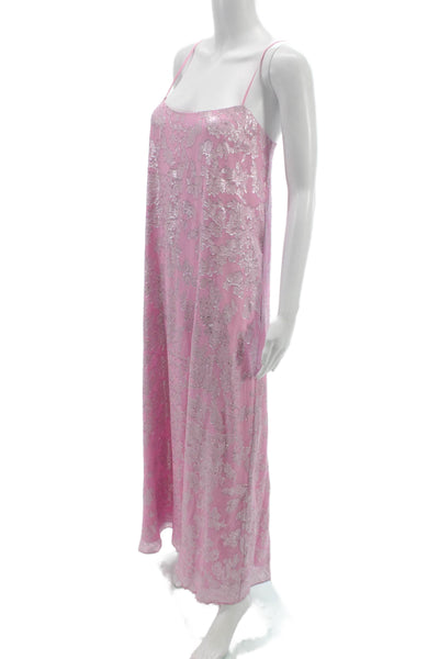 Cami NYC Women Slip Dress Pink Silk Scoop Neck Sleeveless Midi Size 2XS