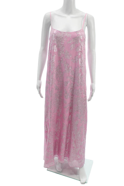 Cami NYC Womens Slip Dress Pink Silk Floral Scoop Neck Midcalf Size XS