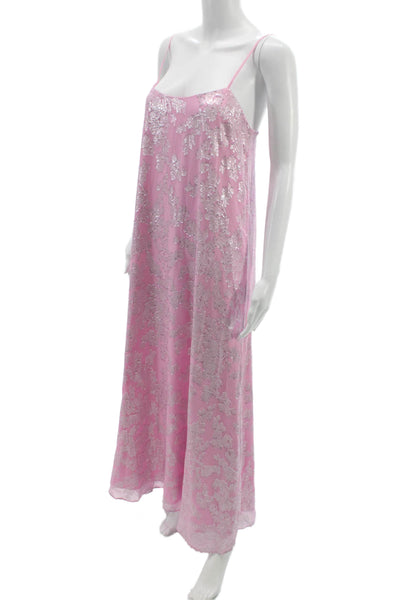 Cami NYC Womens Slip Dress Pink Silk Floral Scoop Neck Midcalf Size XS