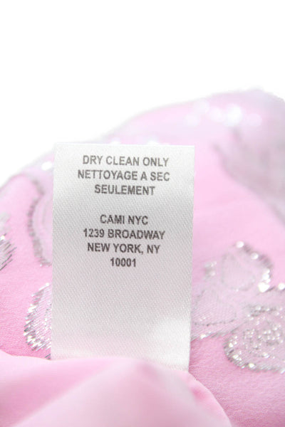 Cami NYC Womens Slip Dress Pink Silk Floral Scoop Neck Midcalf Size XS