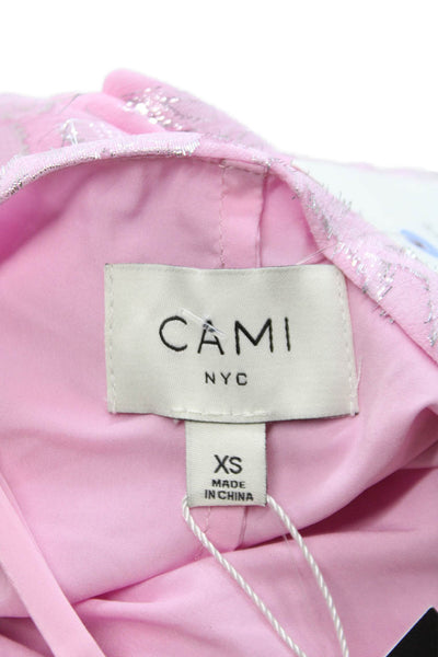 Cami NYC Womens Slip Dress Pink Silk Floral Scoop Neck Midcalf Size XS