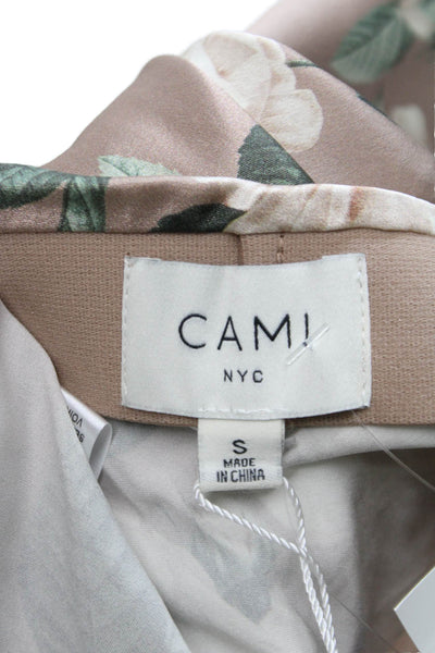 Cami NYC Womens Beige Silk Floral Straight Pencil Midi Skirt Size S