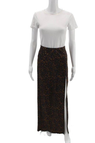 Cami NYC Women Maxi Silk Animal Print Skirt Black Size XS