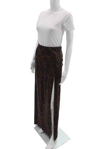 Cami NYC Women Maxi Silk Animal Print Skirt Black Size XS