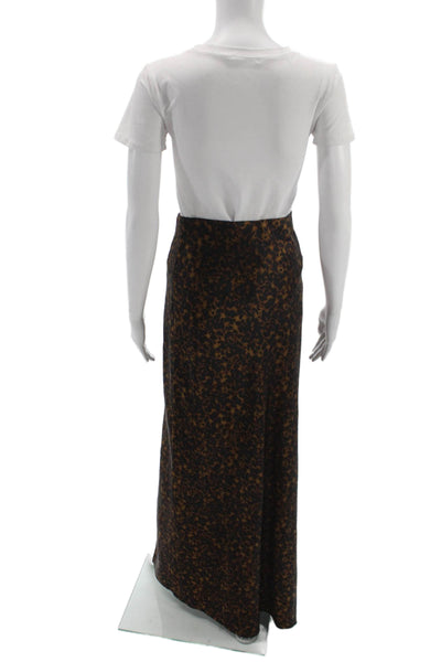 Cami NYC Women Maxi Silk Animal Print Skirt Black Size XS