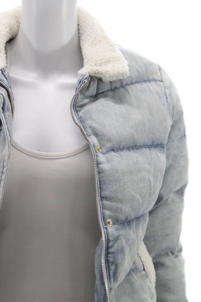 Generation Love Women Puffer Jacket Blue Zip Cotton Long Sleeve Size S
