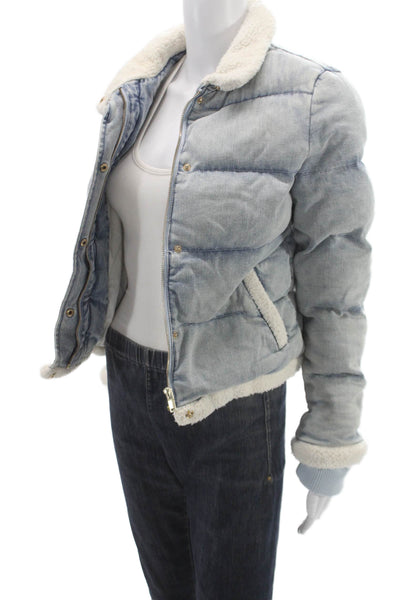 Generation Love Women Puffer Jacket Blue Zip Cotton Long Sleeve Size S