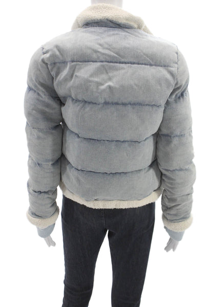 Generation Love Women Puffer Jacket Blue Zip Cotton Long Sleeve Size S