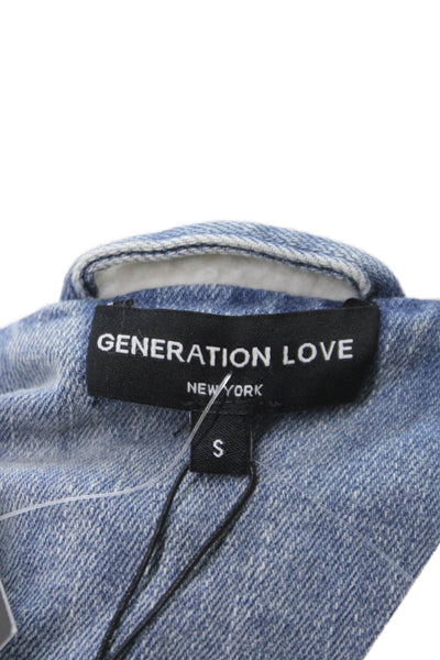 Generation Love Women Puffer Jacket Blue Zip Cotton Long Sleeve Size S