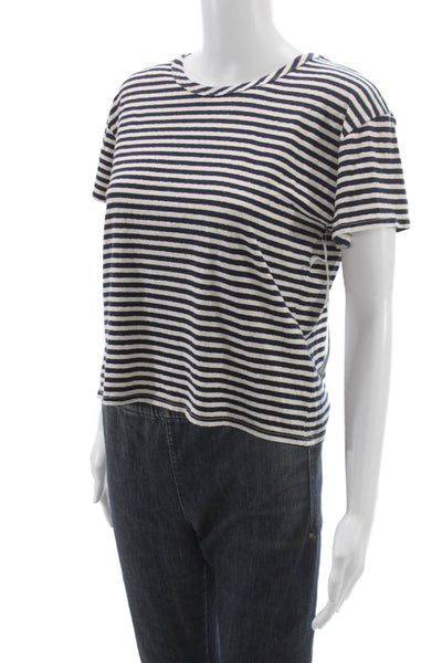 Perfect White Tee Women Blue Striped Cotton Short Sleeve T-Shirt Size XS
