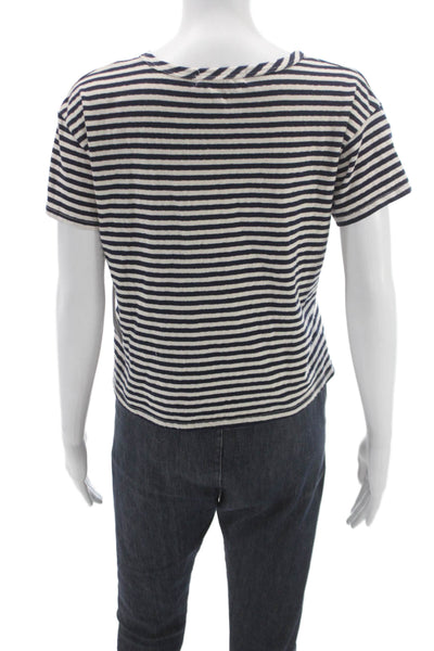 Perfect White Tee Women Blue Striped Cotton Short Sleeve T-Shirt Size XS