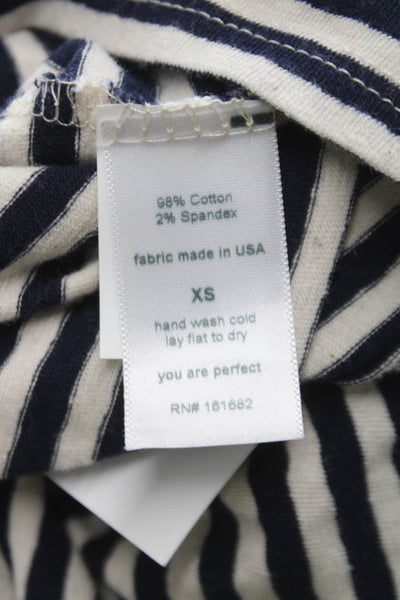 Perfect White Tee Women Blue Striped Cotton Short Sleeve T-Shirt Size XS
