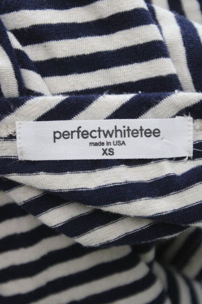 Perfect White Tee Women Blue Striped Cotton Short Sleeve T-Shirt Size XS