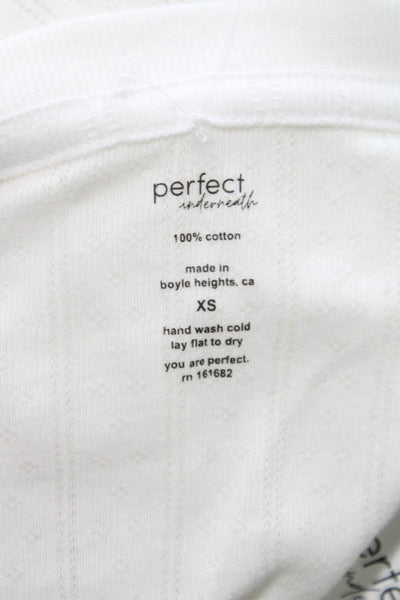 Perfect White Tee Women Basic Long Sleeve T-Shirt Cotton Crew Neck Size XS