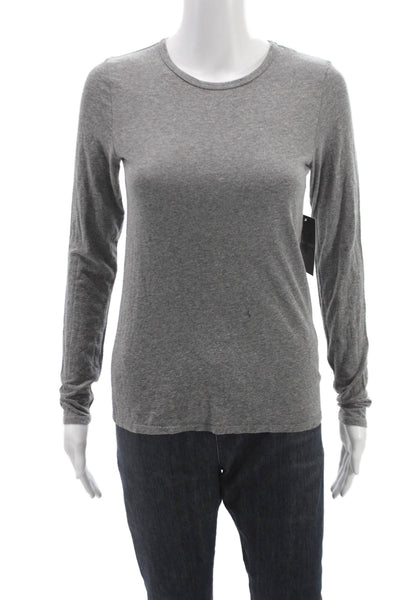 Perfect White Tee Women Basic Gray Long Sleeve Crew Neck T-Shirt Size XS