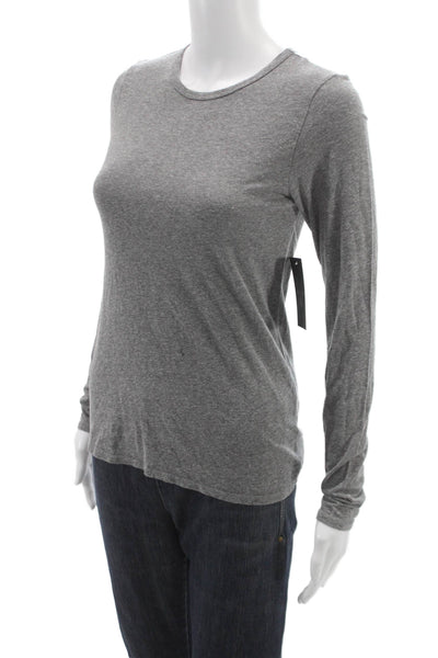 Perfect White Tee Women Basic Gray Long Sleeve Crew Neck T-Shirt Size XS