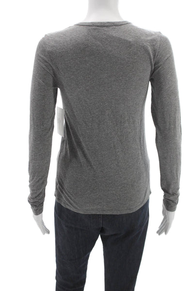 Perfect White Tee Women Basic Gray Long Sleeve Crew Neck T-Shirt Size XS