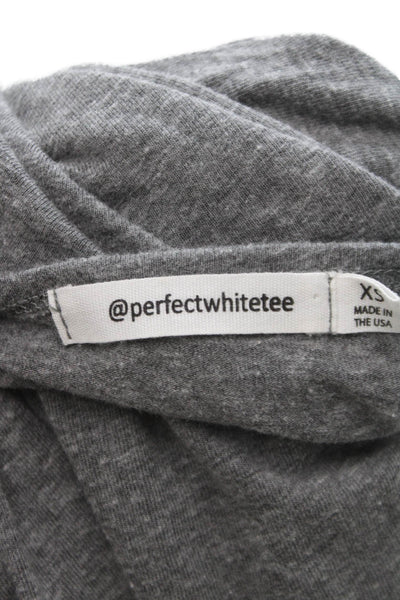 Perfect White Tee Women Basic Gray Long Sleeve Crew Neck T-Shirt Size XS