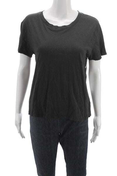 Perfect White Tee Women Basic Black Crew Neck 100% Cotton T-Shirt Size XS