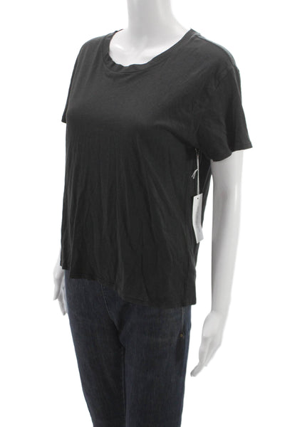 Perfect White Tee Women Basic Black Crew Neck 100% Cotton T-Shirt Size XS