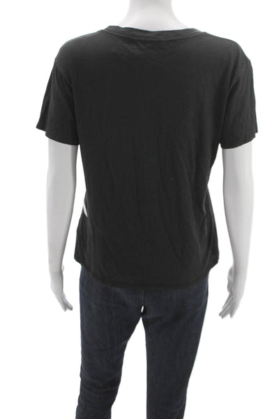 Perfect White Tee Women Basic Black Crew Neck 100% Cotton T-Shirt Size XS