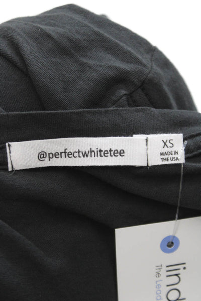 Perfect White Tee Women Basic Black Crew Neck 100% Cotton T-Shirt Size XS