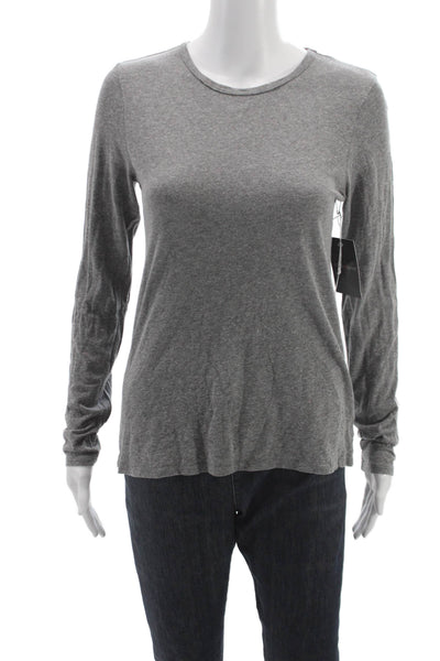 Perfect White Tee Women Gray Polyester Crew Neck Long Sleeve T-Shirt Size S