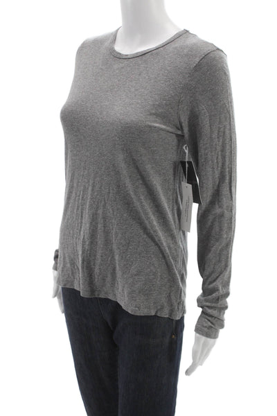 Perfect White Tee Women Gray Polyester Crew Neck Long Sleeve T-Shirt Size S