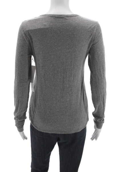 Perfect White Tee Women Gray Polyester Crew Neck Long Sleeve T-Shirt Size S