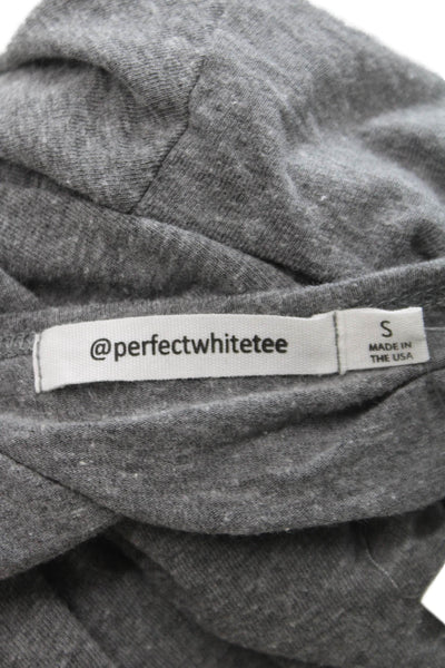 Perfect White Tee Women Gray Polyester Crew Neck Long Sleeve T-Shirt Size S