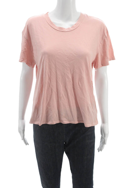 Perfect White Tee Womens T-Shirt Pink Cotton Crew Neck Short Sleeve Size M