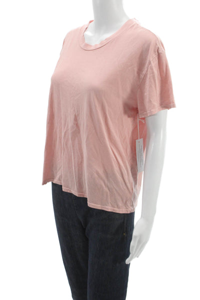 Perfect White Tee Womens T-Shirt Pink Cotton Crew Neck Short Sleeve Size M