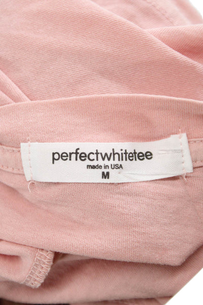 Perfect White Tee Womens T-Shirt Pink Cotton Crew Neck Short Sleeve Size M