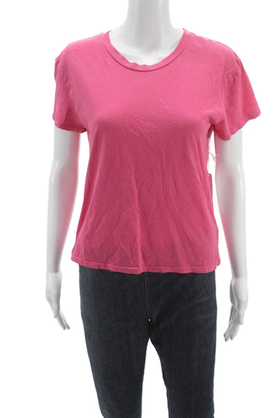 Perfect White Tee Women Basic Pink Cotton Crew Neck T-Shirt Size XS