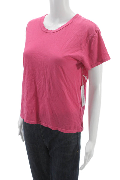 Perfect White Tee Women Basic Pink Cotton Crew Neck T-Shirt Size XS