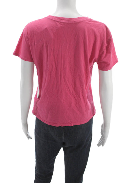 Perfect White Tee Women Basic Pink Cotton Crew Neck T-Shirt Size XS