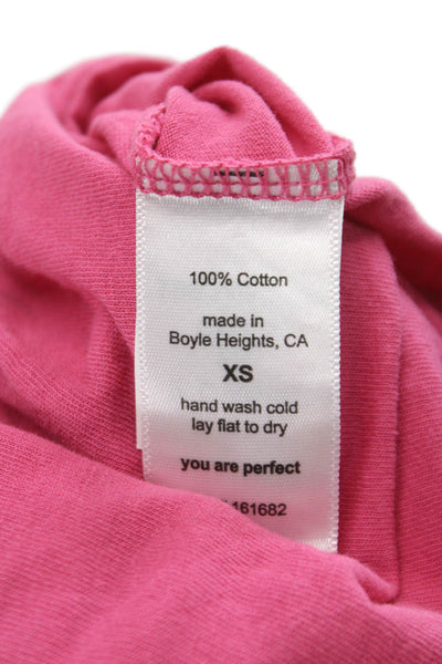 Perfect White Tee Women Basic Pink Cotton Crew Neck T-Shirt Size XS
