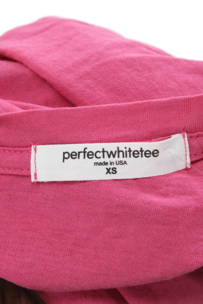 Perfect White Tee Women Basic Pink Cotton Crew Neck T-Shirt Size XS