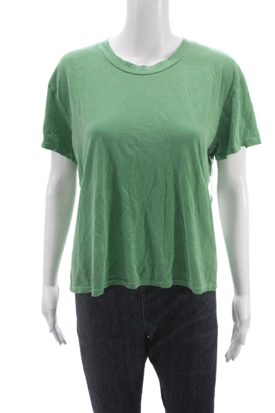 Perfect White Tee Women Basic Green Crew Neck Short Sleeve T-Shirt Size M