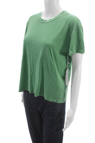 Perfect White Tee Women Basic Green Crew Neck Short Sleeve T-Shirt Size M