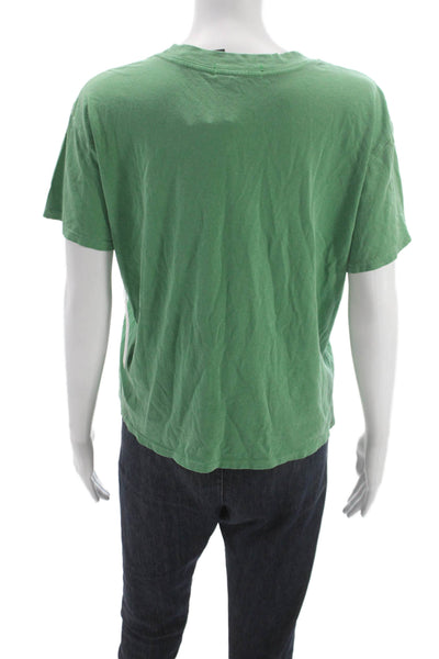 Perfect White Tee Women Basic Green Crew Neck Short Sleeve T-Shirt Size M