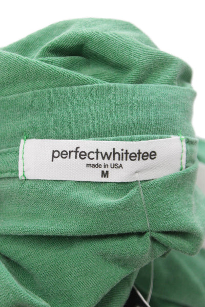 Perfect White Tee Women Basic Green Crew Neck Short Sleeve T-Shirt Size M