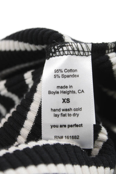 Perfect White Tee Womens Striped Black Crewneck Short Sleeve Tee Size XS