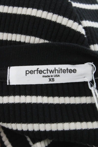 Perfect White Tee Womens Striped Black Crewneck Short Sleeve Tee Size XS