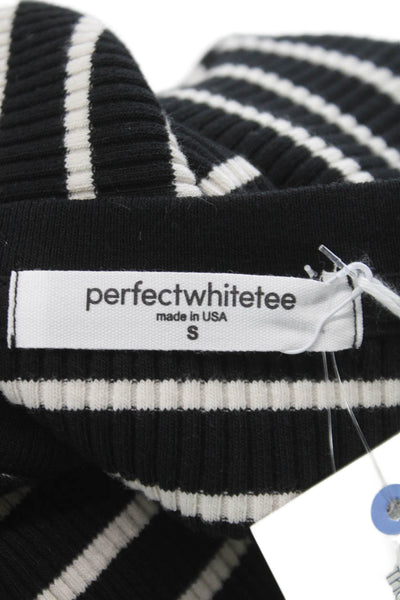 Perfect White Tee Womens Black Striped Basic Crew Short Sleeve T-Shirt Size S